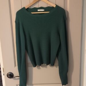 LUSH Emerald Scallop Neck Sweater